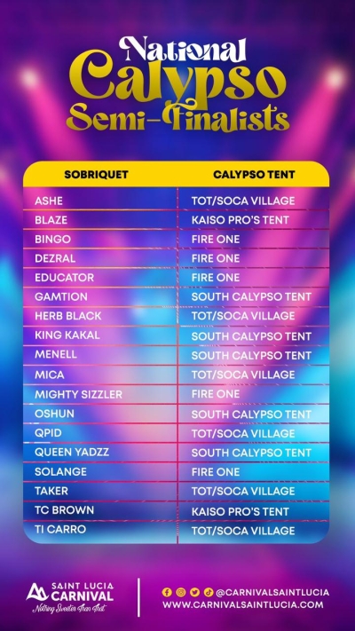 National Calypso Semi-Finalists Announced