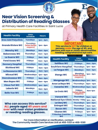 Free Reading Glasses Now Available Through Saint Lucia’s Public Health System