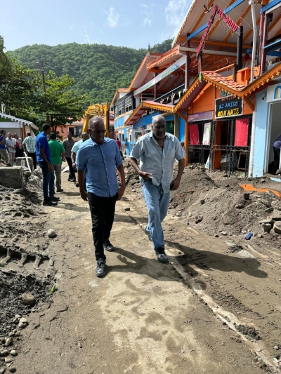 Pierre Assesses Damage at Soufriere Town